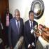 Le Ministre Calixte Nganongo (à gauche) et l'Administrateur de la BAD René Obam Nlong devant la presse