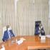 Le Président de la commission économie et finances du Sénat, Jean Marie Epouma-Andziba, en compagnie du Ministre des finances et du budget, Calixte Nganongo